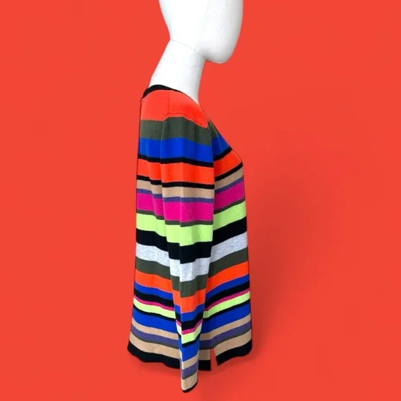 ￼Pure Amici NWT‎size medium mult color striped crewneck sweater